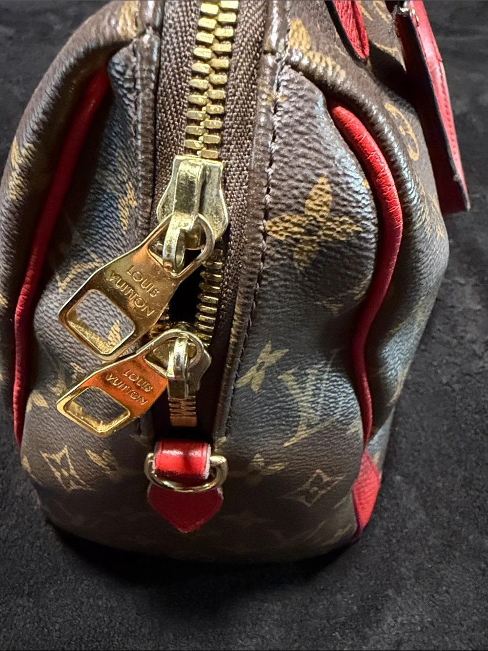 Louis Vuitton Monogram Satchel with Red Trim